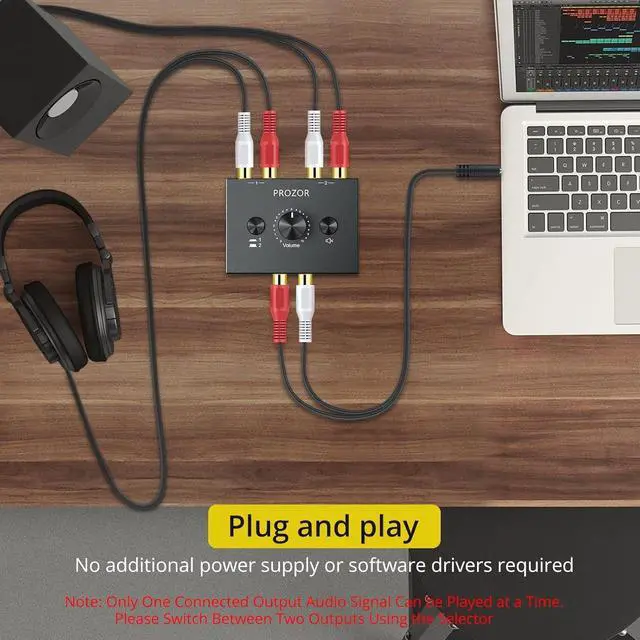Alt view image 4 of 7 - RCA Stereo Audio Switcher - 2 in 1 Out R/L Stereo Audio Switch, 1 in 2 Out Stereo Audio Switcher Selector with Mute Button and No External Power Required (Black 2-1)