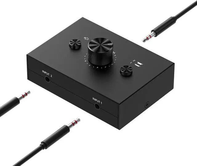 Alt view image 2 of 7 - 3.5mm Stereo Audio Switch (2 in 1 Out) Audio Switcher Passive Speaker Headphone Manual Selector Splitter Box Audio Sharing for PC Phone Laptop Headphone