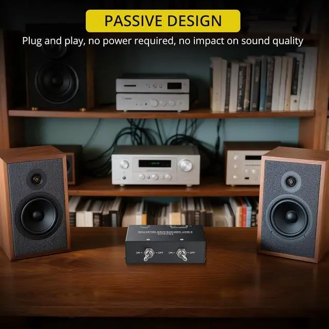 Alt view image 6 of 7 - 2-Zone Speaker Switch Box, 2-Way Amp/Speaker Selector with Independent A/B Control, Passive Stereo Switcher for Amplifier and Receiver, 150W RMS per Channel, Support 416 Speakers