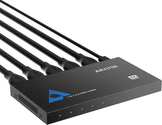 Main image of 4K Metal HDMI Splitter 1 in 4 Out, 1×4 Powered HDMI Video TV Splitter for Xbox, PS4/5, PC, Laptop, 4Kx2K@30Hz 3D Full HD, Mirror Monitor Only (Not a Switch)