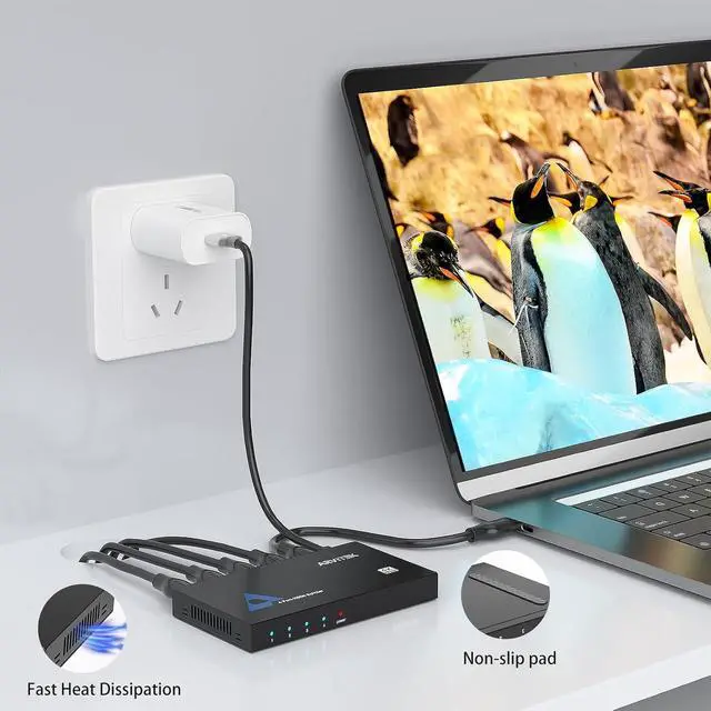 Alt view image 2 of 7 - 4K Metal HDMI Splitter 1 in 4 Out, 1×4 Powered HDMI Video TV Splitter for Xbox, PS4/5, PC, Laptop, 4Kx2K@30Hz 3D Full HD, Mirror Monitor Only (Not a Switch)
