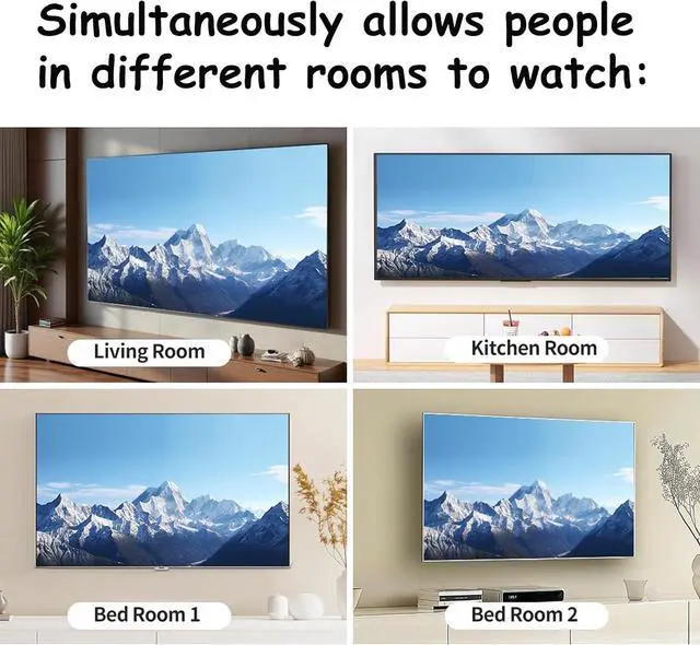 Alt view image 3 of 7 - 4K Metal HDMI Splitter 1 in 4 Out, 1×4 Powered HDMI Video TV Splitter for Xbox, PS4/5, PC, Laptop, 4Kx2K@30Hz 3D Full HD, Mirror Monitor Only (Not a Switch)