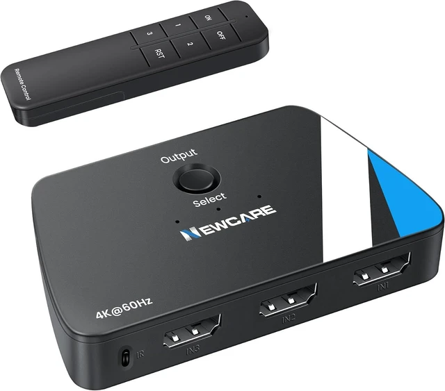 Main image of NEWCARE HDMI Switch 3 in 1 Out, 4K@60Hz with Remote, HDR10+ Dolby VRR 3D