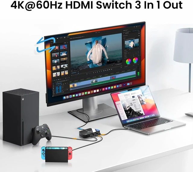 Alt view image 2 of 7 - NEWCARE HDMI Switch 3 in 1 Out, 4K@60Hz with Remote, HDR10+ Dolby VRR 3D