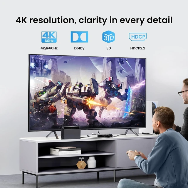 Alt view image 5 of 7 - NEWCARE HDMI Switch 3 in 1 Out, 4K@60Hz with Remote, HDR10+ Dolby VRR 3D
