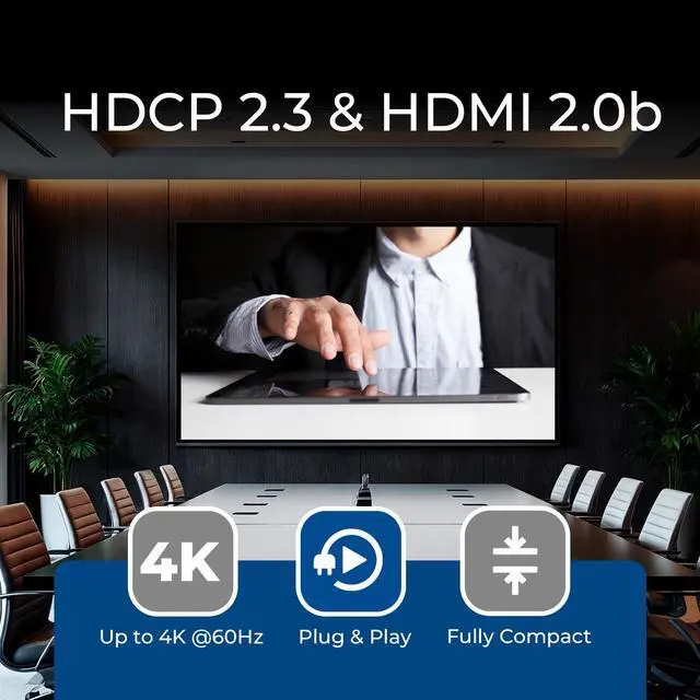 Alt view image 5 of 7 - 1x4 HDMI Splitter 4K 60Hz with Audio Extractor HDMI 2.0b Splitter 1 in 4 Out with 4K to 1080p Downscaling, HDR10+, Dolby Vision, HDCP 2.3, Optical & 3.5mm Audio Out