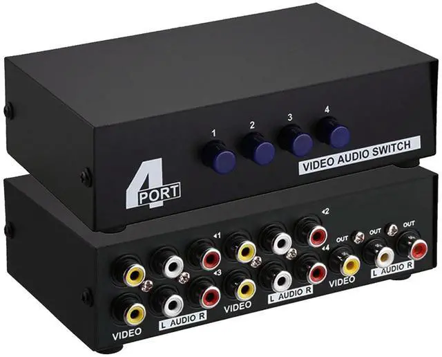 Main image of 4-Port AV Switch RCA Audio Video Switcher Selector 4 in 1 Out for DVD TV Box STB Game Consoles