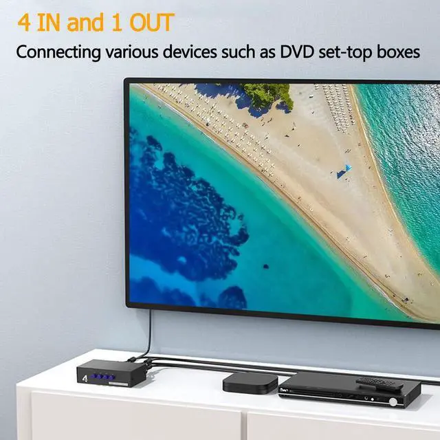 Alt view image 3 of 7 - 4-Port AV Switch RCA Audio Video Switcher Selector 4 in 1 Out for DVD TV Box STB Game Consoles