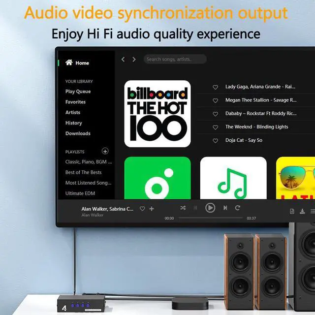 Alt view image 5 of 7 - 4-Port AV Switch RCA Audio Video Switcher Selector 4 in 1 Out for DVD TV Box STB Game Consoles