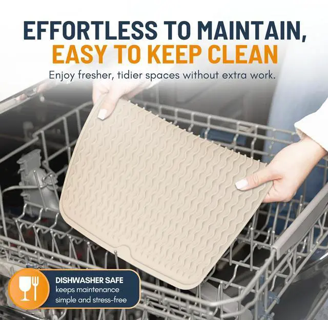 Alt view image 5 of 7 - Silicone Dish Drying Mat for Kitchen Counter - Multi-Use 16 x 12 Inch Pad, Non-Slip & Heat-Resistant, Perfect Dish Drainer Mat , Ideal Kitchen Accessory (Beige)