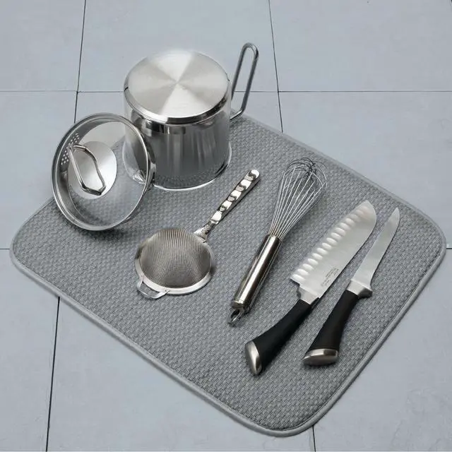 Alt view image 2 of 4 - 18 by 16-Inch Microfiber Dish Drying Mat, Grey (359G), Pack of 1