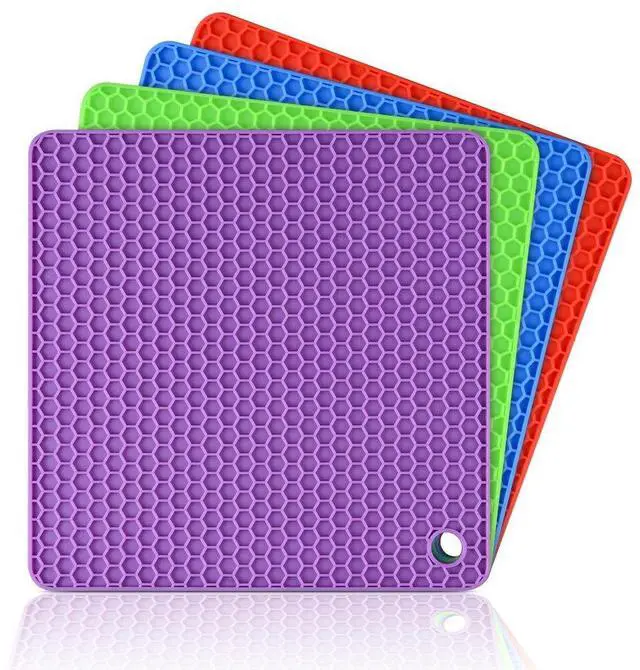 Main image of Silicone Trivet Mats - Hot Pads Spoon Rest, Multipurpose Trivets for Hot Dishes Heat Resistant Food Grade Silicone Set of 4