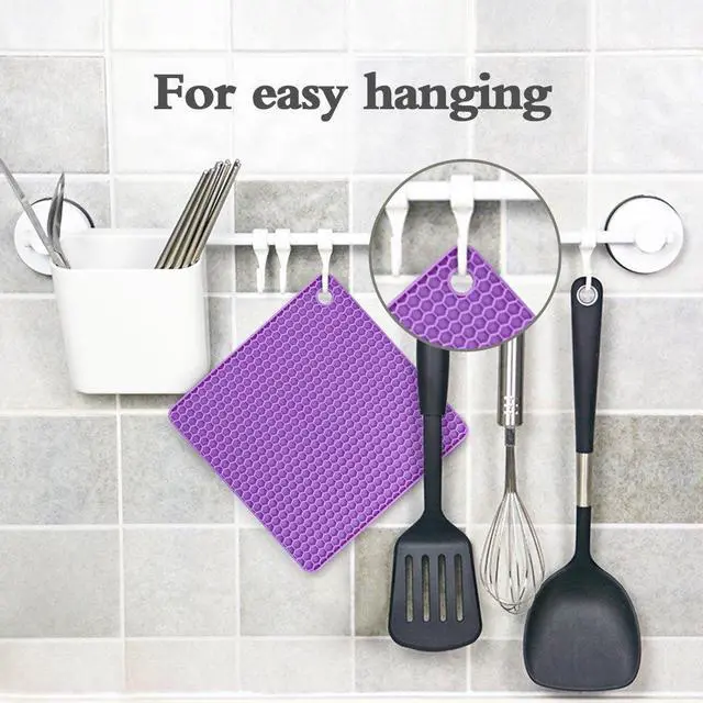 Alt view image 6 of 7 - Silicone Trivet Mats - Hot Pads Spoon Rest, Multipurpose Trivets for Hot Dishes Heat Resistant Food Grade Silicone Set of 4