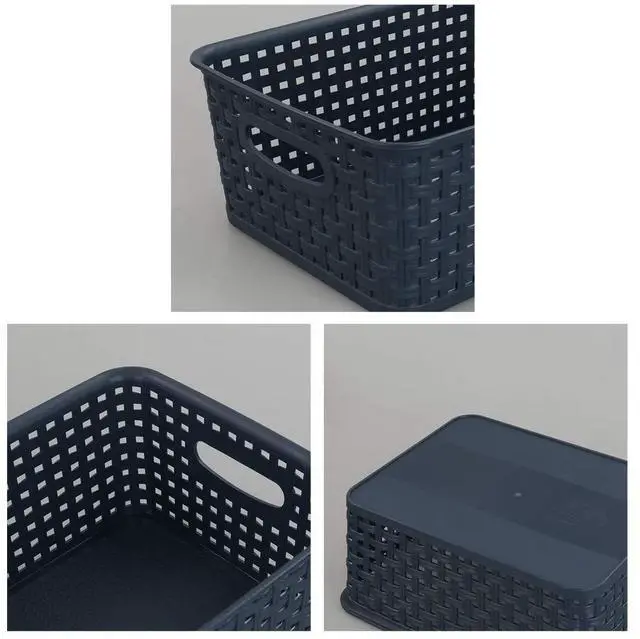 Alt view image 3 of 7 - Plastic Weave Storage Baskets for Kitchen Bathroom, Navy Blue, 6 Packs