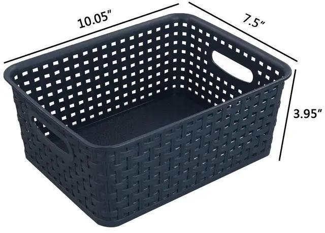 Alt view image 4 of 7 - Plastic Weave Storage Baskets for Kitchen Bathroom, Navy Blue, 6 Packs