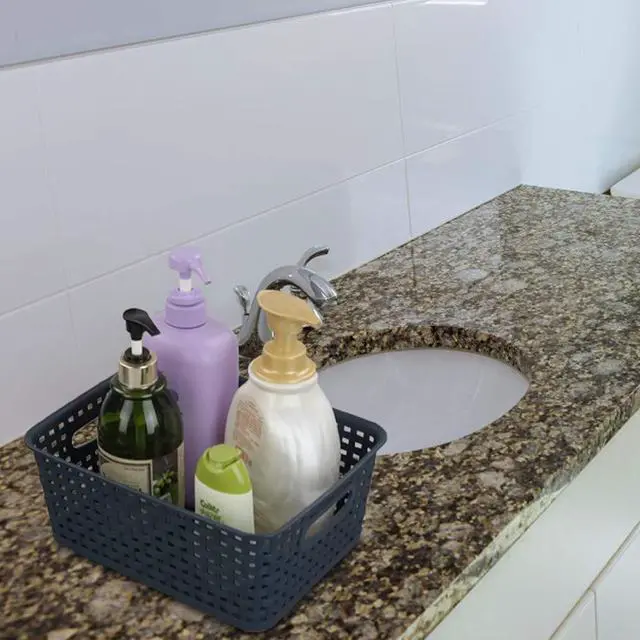 Alt view image 5 of 7 - Plastic Weave Storage Baskets for Kitchen Bathroom, Navy Blue, 6 Packs