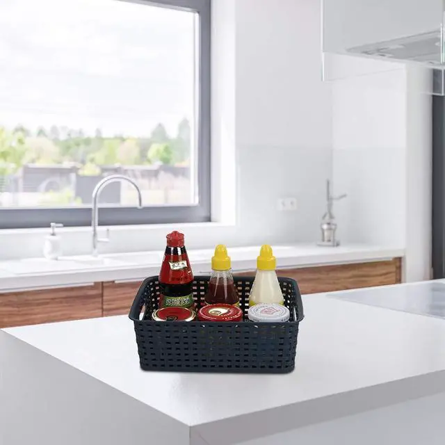 Alt view image 6 of 7 - Plastic Weave Storage Baskets for Kitchen Bathroom, Navy Blue, 6 Packs