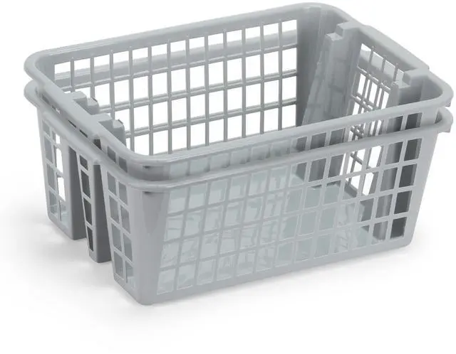 Alt view image 3 of 4 - Plastic Storage Basket, 13L Bathroom Storage Organizer Bin for Laundry Closet, Pantry or Office with Built In Handles,Gray (2 Pack)