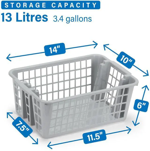 Alt view image 2 of 4 - Plastic Storage Basket, 13L Bathroom Storage Organizer Bin for Laundry Closet, Pantry or Office with Built In Handles,Gray (2 Pack)