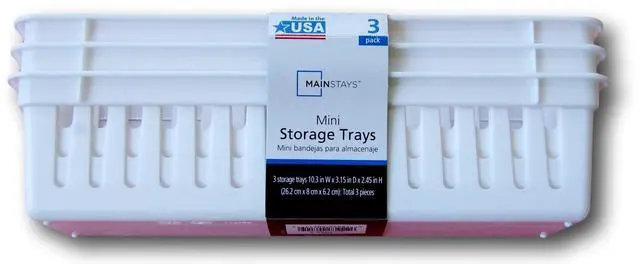 Alt view image 3 of 3 - Slim Plastic Storage Trays Baskets in White- Set of 3
