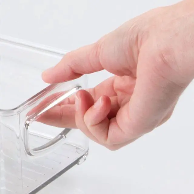 Alt view image 2 of 7 - Plastic Bathroom Storage Container Bins w/ Handles - Closet, Cabinet, Vanity, Cupboard Shelf Organization, Hair Tools Accessory Organizer - Ligne Collection; Clear, 10x4x3 (Pack of 1)