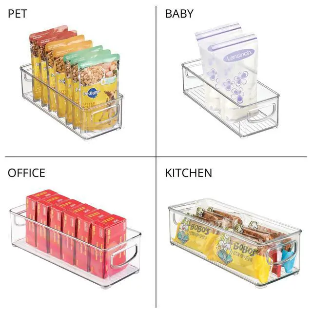 Alt view image 7 of 7 - Plastic Bathroom Storage Container Bins w/ Handles - Closet, Cabinet, Vanity, Cupboard Shelf Organization, Hair Tools Accessory Organizer - Ligne Collection; Clear, 10x4x3 (Pack of 1)