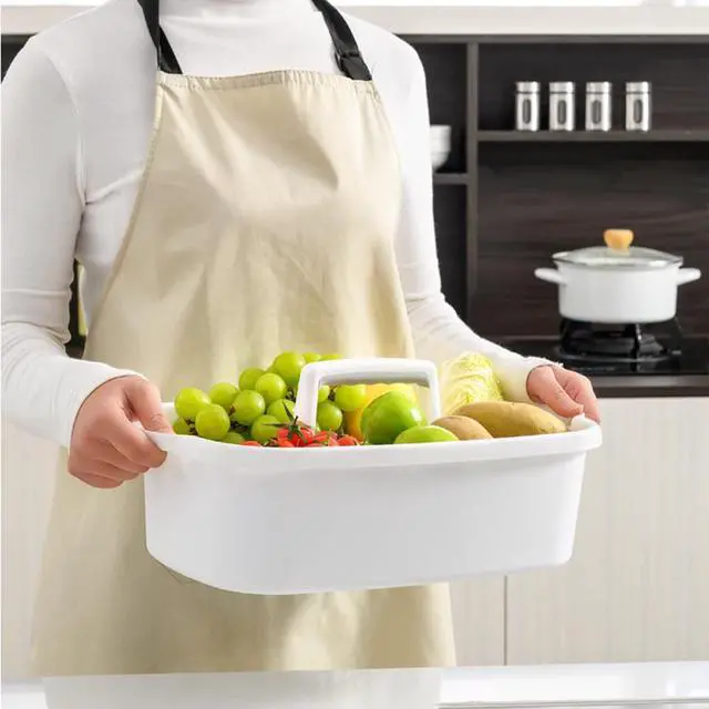 Alt view image 2 of 6 - Large Cleaning Supplies Caddy Portable Shower Basket Supply Organizer with Handle Plastic Bucket Tool Storage for Bathroom, Bedroom, Kitchen, College Dorm, Garden, White