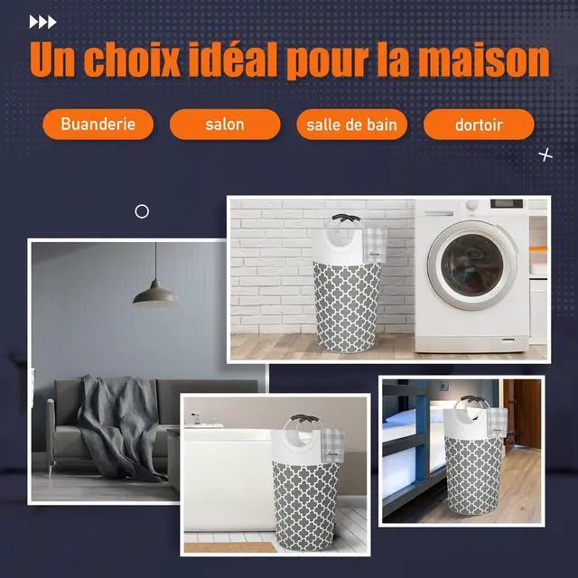 Alt view image 6 of 7 - 90L Light Laundry Basket (13 Colors), Waterproof Laundry Hamper, Laundry Bag with Padded Handles, Clothes Hamper, Collapsible Laundry Basket Easy Storage
