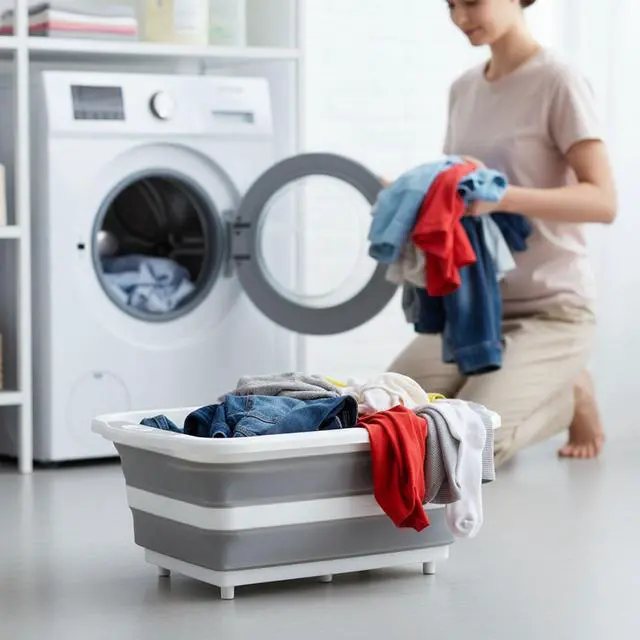 Alt view image 4 of 7 - 20L (5.3 gallon) Collapsible Laundry Baskets, Plastic Laundry Hamper with Handles, Foldable Laundry Bin, Small Pop Up Storage Container for Laundry Room Organization, Ideal for Traveling Use