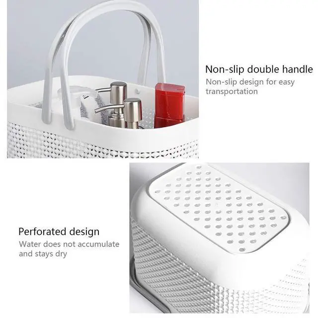 Alt view image 2 of 7 - Plastic Organizer Storage Baskets with Handles, Shower Caddy Bins Organizer for Bathroom and kitchenWhite