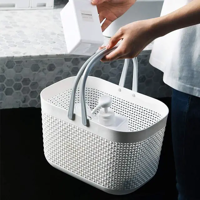 Alt view image 4 of 7 - Plastic Organizer Storage Baskets with Handles, Shower Caddy Bins Organizer for Bathroom and kitchenWhite