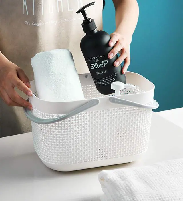 Alt view image 6 of 7 - Plastic Organizer Storage Baskets with Handles, Shower Caddy Bins Organizer for Bathroom and kitchenWhite