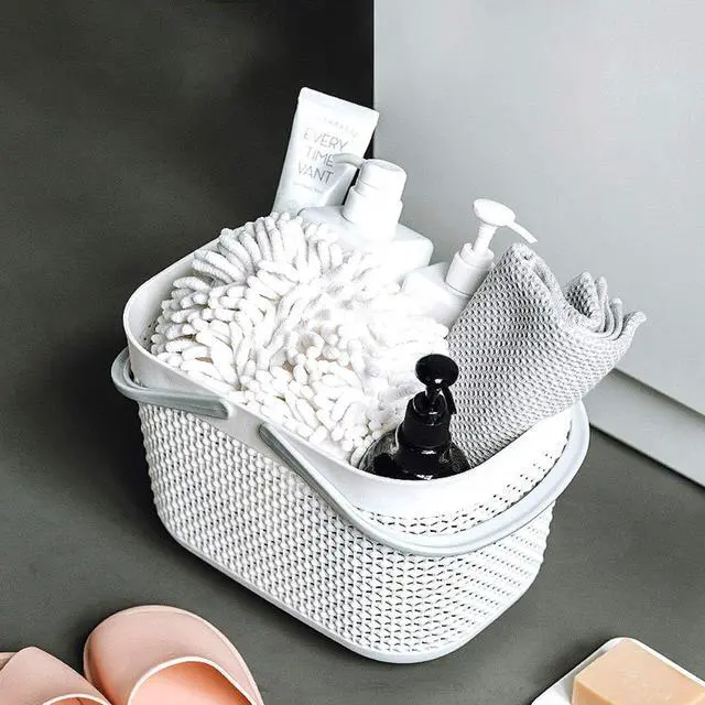 Alt view image 7 of 7 - Plastic Organizer Storage Baskets with Handles, Shower Caddy Bins Organizer for Bathroom and kitchenWhite