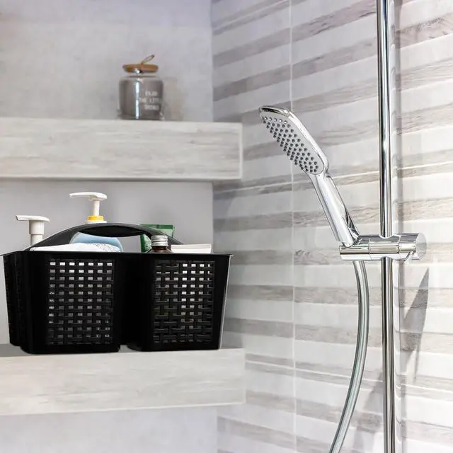 Alt view image 6 of 7 - Portable Shower Caddy, Caddy Organizer with Handle, Plastic Shower Basket Hold Soap, Shampoo, Hair Supplies and Beauty Products, Cleaning Supplies Organizer for Home, Dorm, Shelf and Cabinet