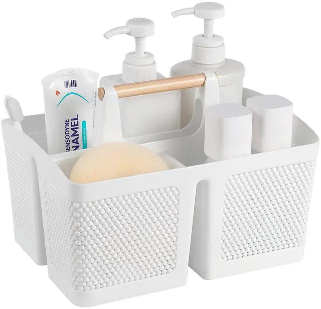 Main image of Portable Shower Caddy Basket Plastic Cleaning Caddy Organizer Storage Tote with Handle for Bathroom, College, Dorm Room Essentials, White