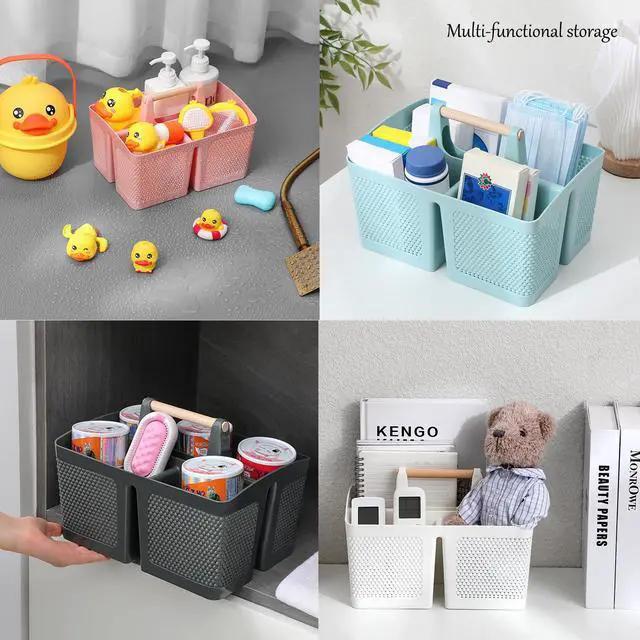Alt view image 4 of 7 - Portable Shower Caddy Basket Plastic Cleaning Caddy Organizer Storage Tote with Handle for Bathroom, College, Dorm Room Essentials, White