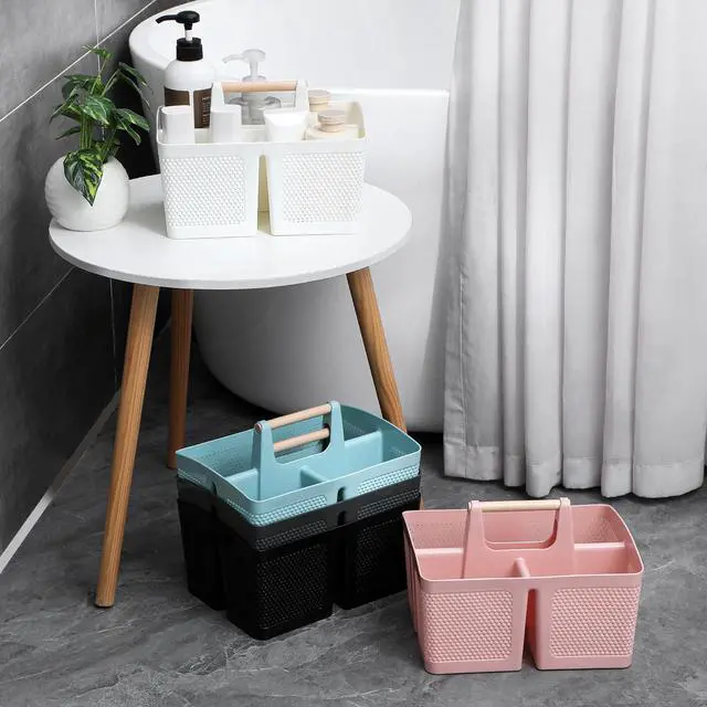 Alt view image 7 of 7 - Portable Shower Caddy Basket Plastic Cleaning Caddy Organizer Storage Tote with Handle for Bathroom, College, Dorm Room Essentials, White