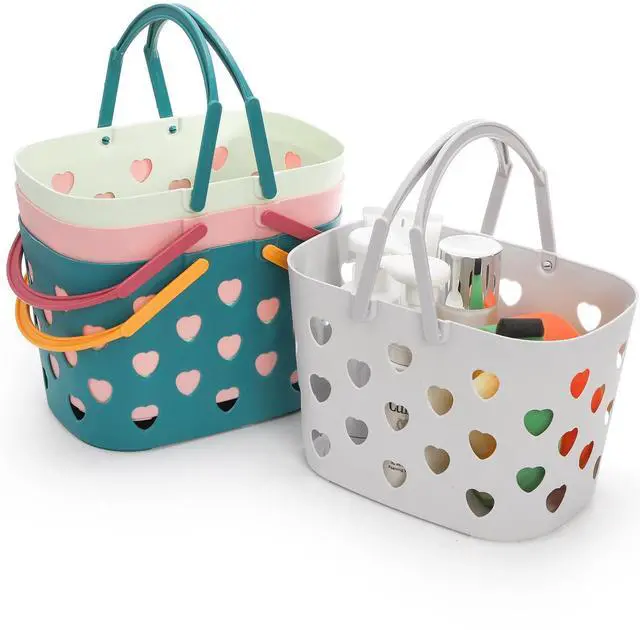 Alt view image 7 of 7 - 4 Pack Portable Shower Caddy Basket, Plastic Storage Basket with Handle, Caddy Organizer Bin for Bathroom, College Dorm, Pantry, Kitchen