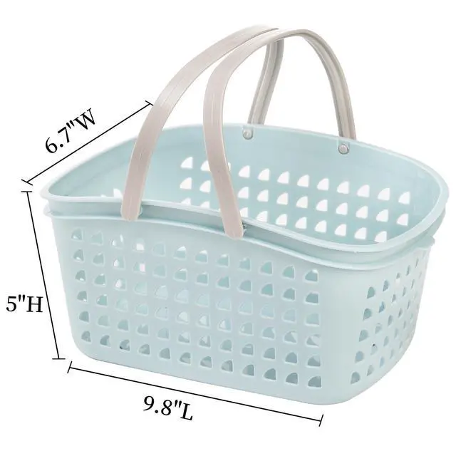 Alt view image 2 of 6 - 4 Pack Shower Caddy Basket, Portable Storage Basket with Dual Handle, Stackable Plastic Caddy Organizer Bin for Campers, Bathroom, Dorm