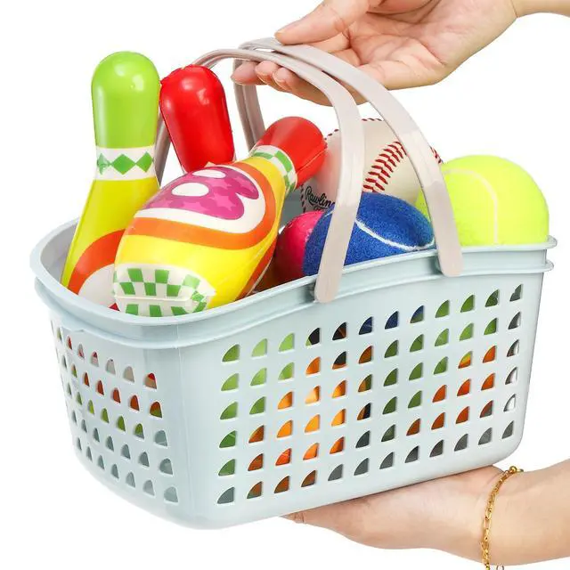 Alt view image 4 of 6 - 4 Pack Shower Caddy Basket, Portable Storage Basket with Dual Handle, Stackable Plastic Caddy Organizer Bin for Campers, Bathroom, Dorm