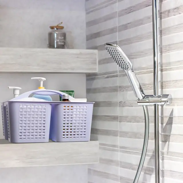 Alt view image 5 of 7 - Portable Shower Caddy, Caddy Organizer with Handle, Plastic Shower Basket Hold Soap, Shampoo, Hair Supplies and Beauty Products, Cleaning Supplies Organizer for Home, Dorm, Shelf and Cabinet