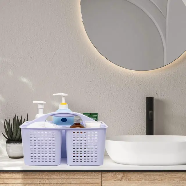 Alt view image 6 of 7 - Portable Shower Caddy, Caddy Organizer with Handle, Plastic Shower Basket Hold Soap, Shampoo, Hair Supplies and Beauty Products, Cleaning Supplies Organizer for Home, Dorm, Shelf and Cabinet