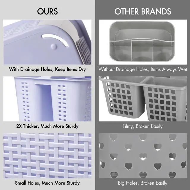 Alt view image 7 of 7 - Portable Shower Caddy, Caddy Organizer with Handle, Plastic Shower Basket Hold Soap, Shampoo, Hair Supplies and Beauty Products, Cleaning Supplies Organizer for Home, Dorm, Shelf and Cabinet