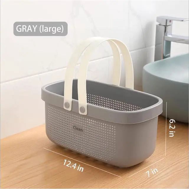 Alt view image 6 of 7 - Plastic Storage Basket with Handle Portable Shower Caddy Tote Organizer Basket Bin for Bathroom Kitchen Dorm Room Bedroom, Gray