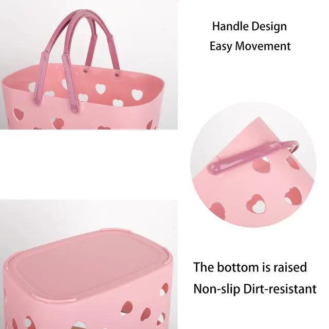 Alt view image 3 of 6 - Portable Shower Caddy with handle Plastic Shower Basket Organizer, Pink