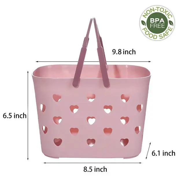 Alt view image 6 of 6 - Portable Shower Caddy with handle Plastic Shower Basket Organizer, Pink