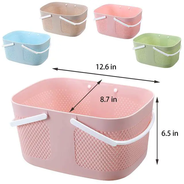 Alt view image 5 of 7 - Shower Caddy Basket, Portable Large Capacity Thickened Plastic Organizer Storage Tote with Handles Drainage Toiletry Bag Bin for Bathroom, College Dorm Room Essentials, Kitchen, Camp, Gym, Pink