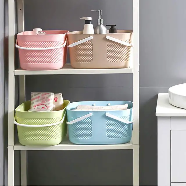 Alt view image 6 of 7 - Shower Caddy Basket, Portable Large Capacity Thickened Plastic Organizer Storage Tote with Handles Drainage Toiletry Bag Bin for Bathroom, College Dorm Room Essentials, Kitchen, Camp, Gym, Pink