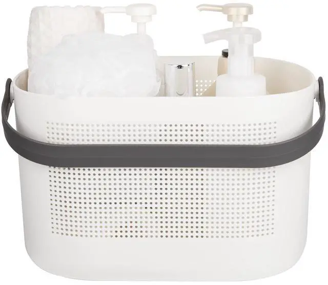 Main image of Plastic Protable Shower Caddy Basket, Storage Organizer with Handle, Grey