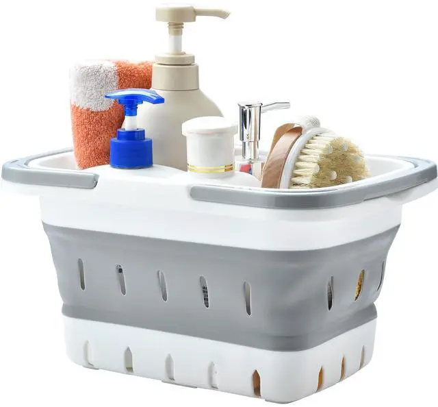 Main image of Portable Shower Caddy Basket, Foldable Caddy Basket with Handles, Collapsible Storage Organizer for Bathroom, Kitchen, College Dorm,Gym (Grey)